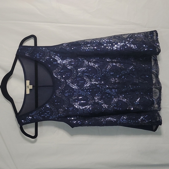 Ya Los Angeles Tops - Ya Los Angeles Blue Sequin Sleeveless Tank Women's Size M